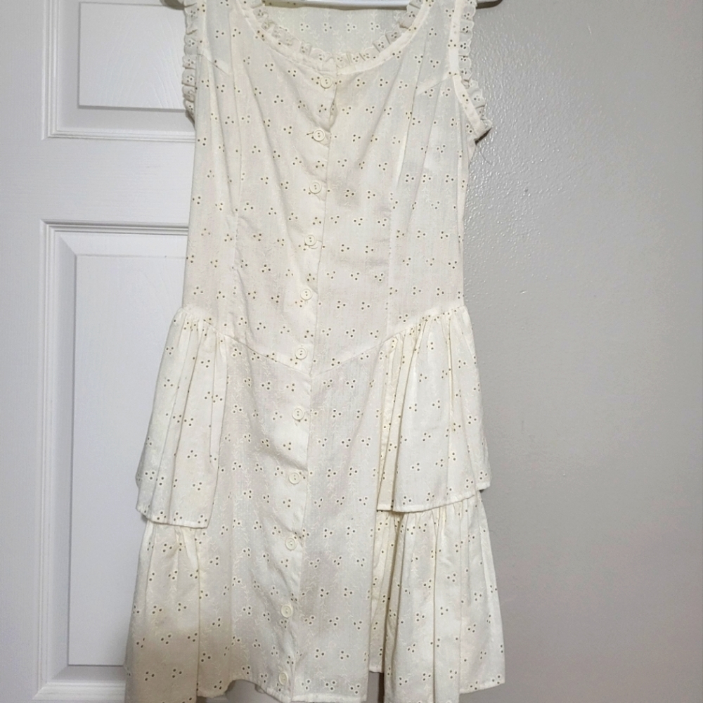 Vintage Eyelet Button Up Dress